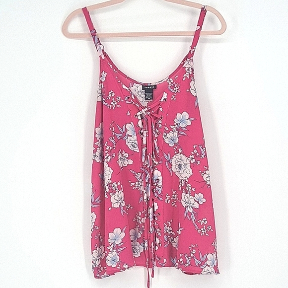 💜 2/$36 💜Torrid Hot Pink Sophie Georgette Lace-up Swing Cami - Picture 7 of 12